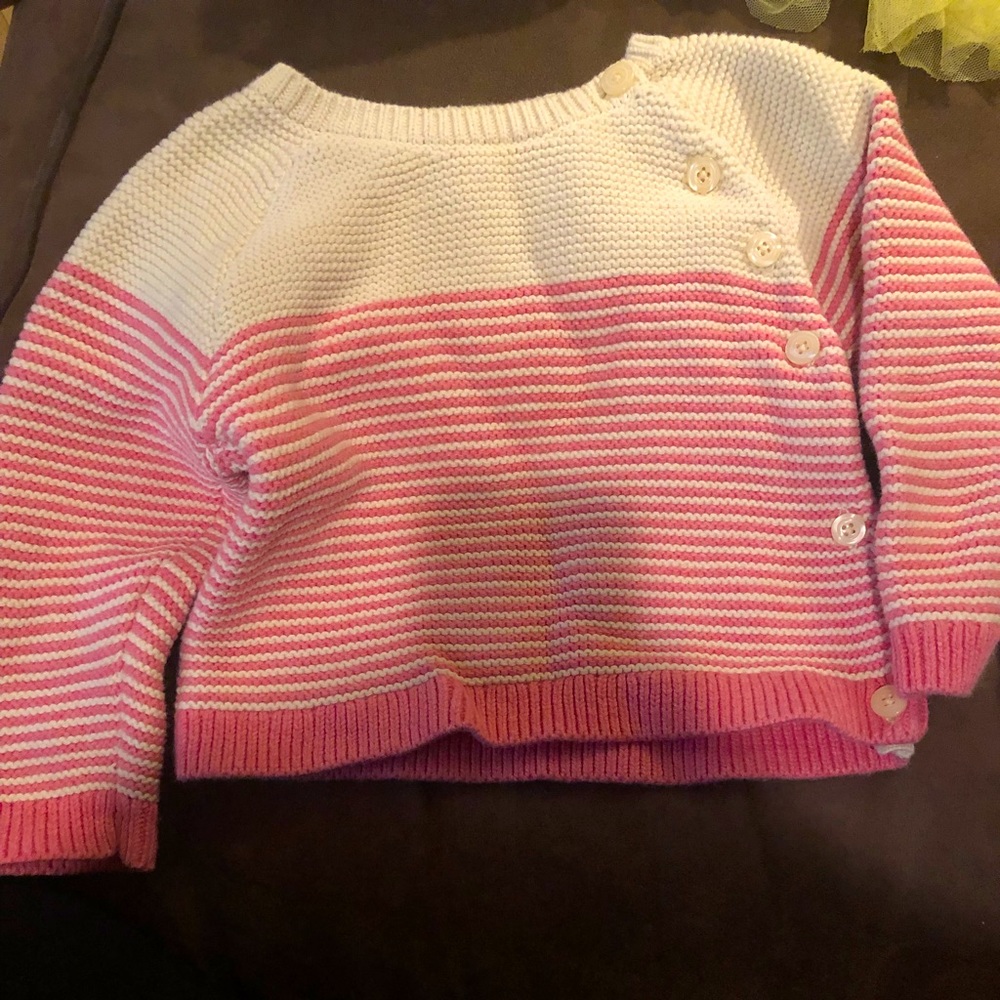 Pink and white knit sweater Baby gap.